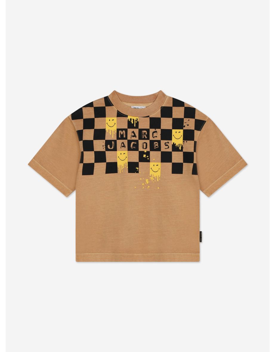 MARC JACOBS Kids Smiley World T-Shirt in Brown