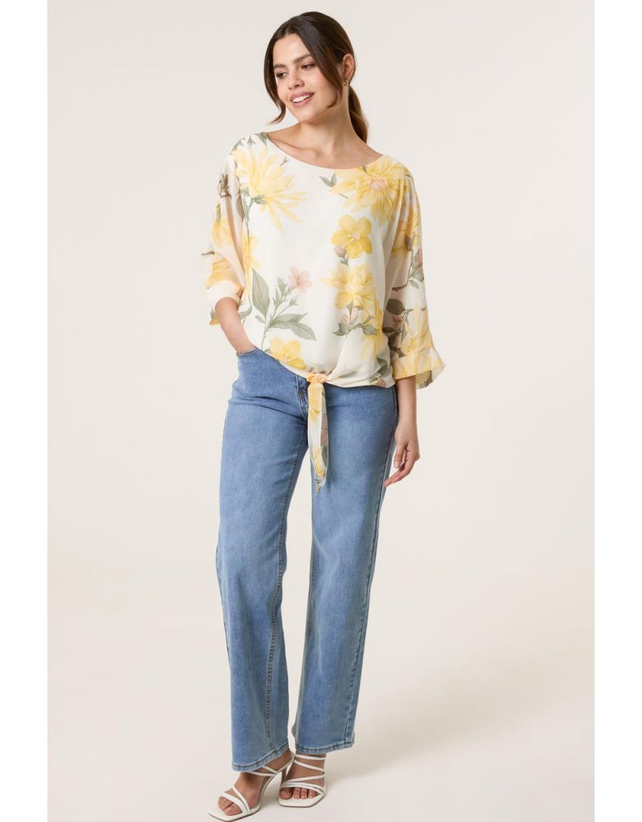 Floral Chiffon Batwing Blouse