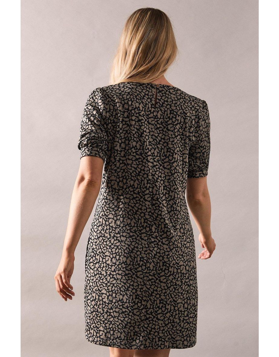 Tall Black Short Sleeve Jacquard Ponte Shift Dress - 3