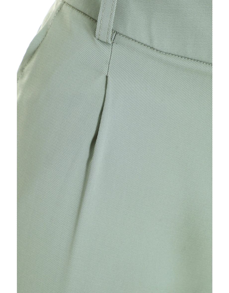 Khaki High Waisted Tapered Trousers - 5