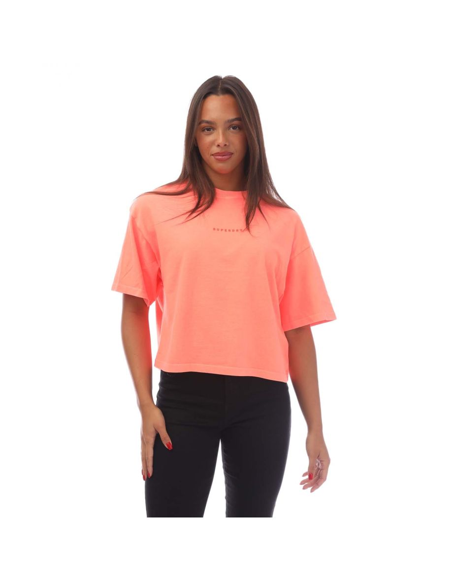 Women's Superdry Code Surplus Micro Oversized Boxy T-Shirt in Pink