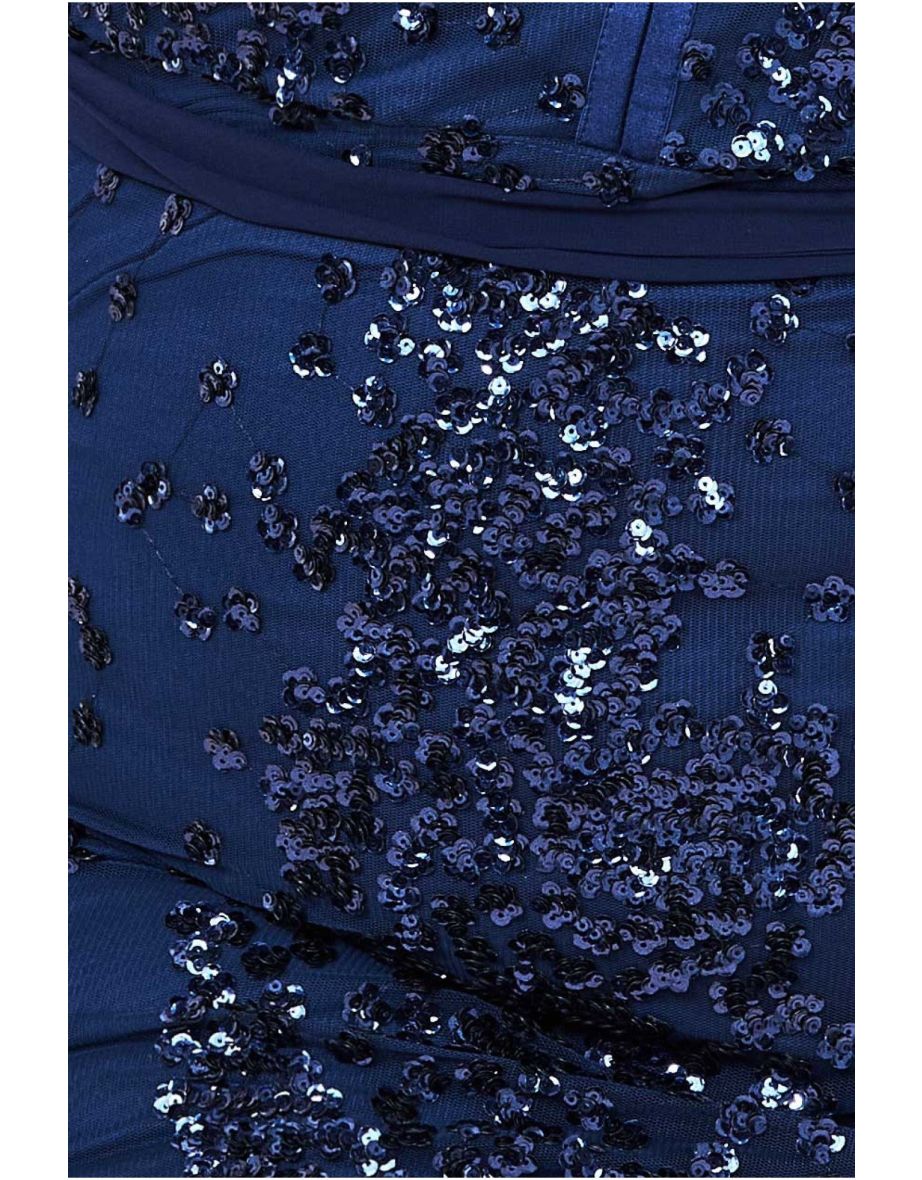 Goddiva Plus Spread On Sequin Maxi Dress - Navy - 3