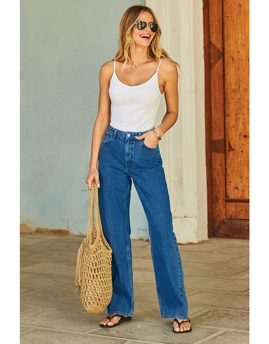 Indigo Blue Wide Leg Jeans