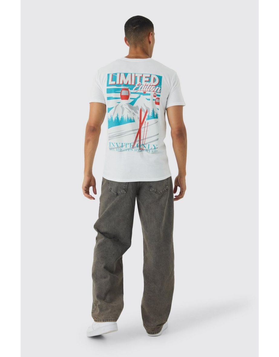 Regular Fit Limited Edition Ski Print T-Shirt - white - 2