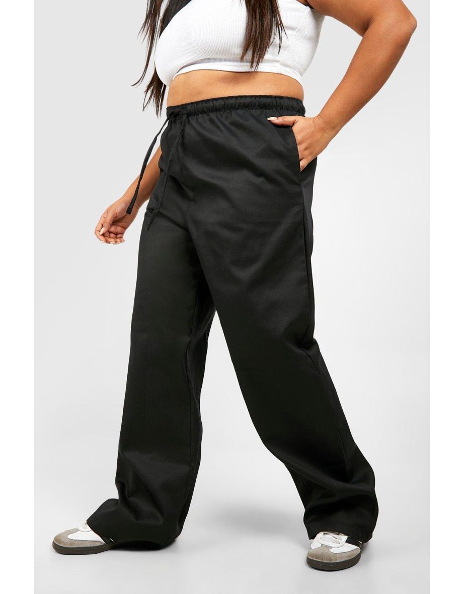 Plus Low Waist Drawcord Twill Parachute Pants - 3