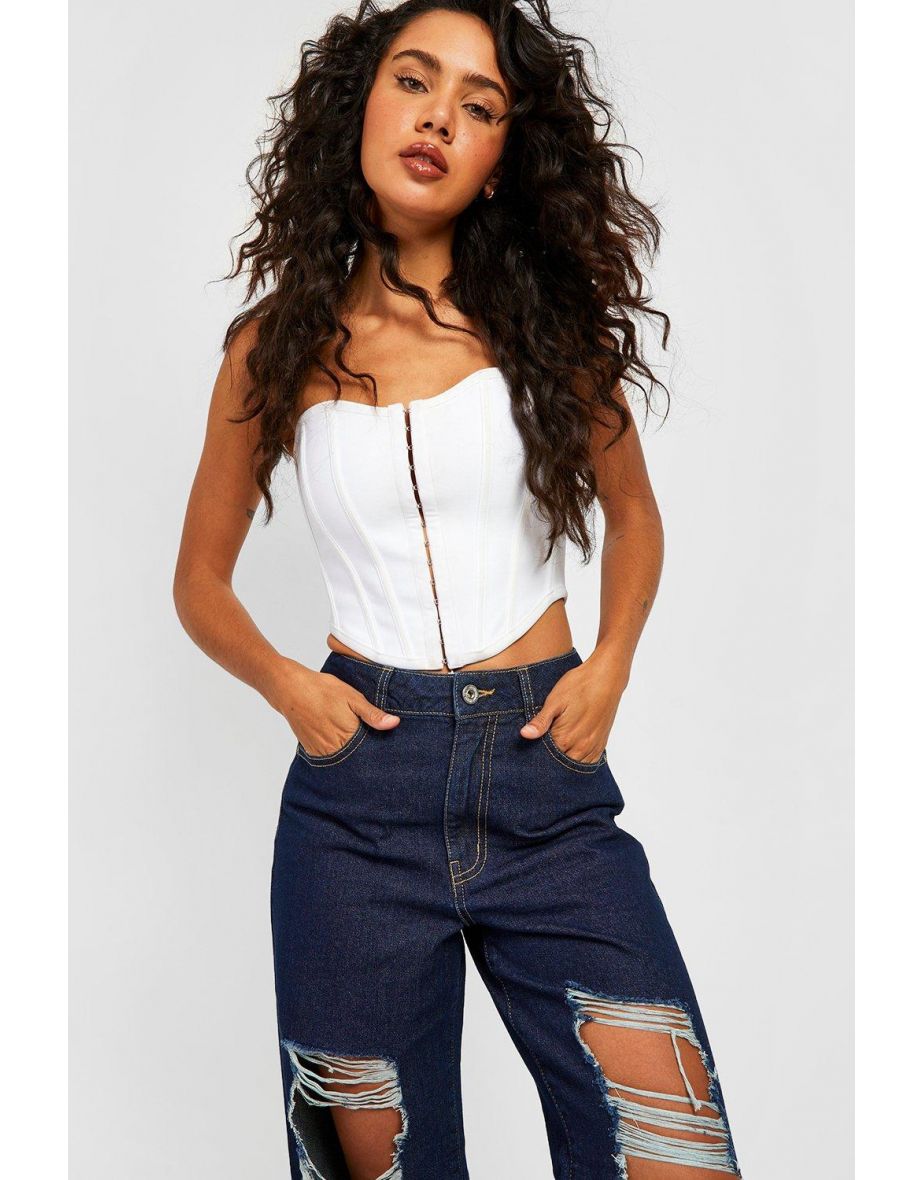 Basics Mid Rise Ripped Boyfriend Jeans - indigo - 3