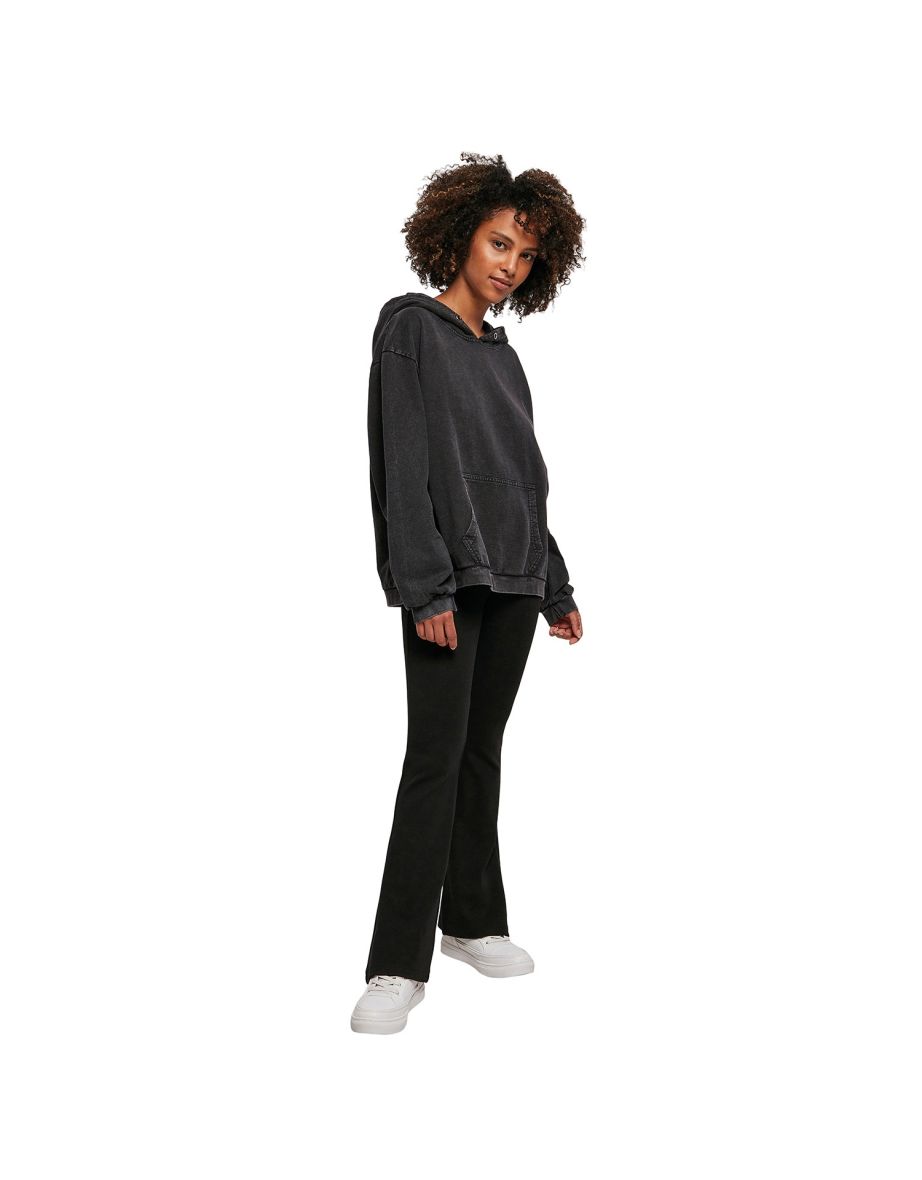 Womens/Ladies Acid Wash Oversized Hoodie - Black - 3