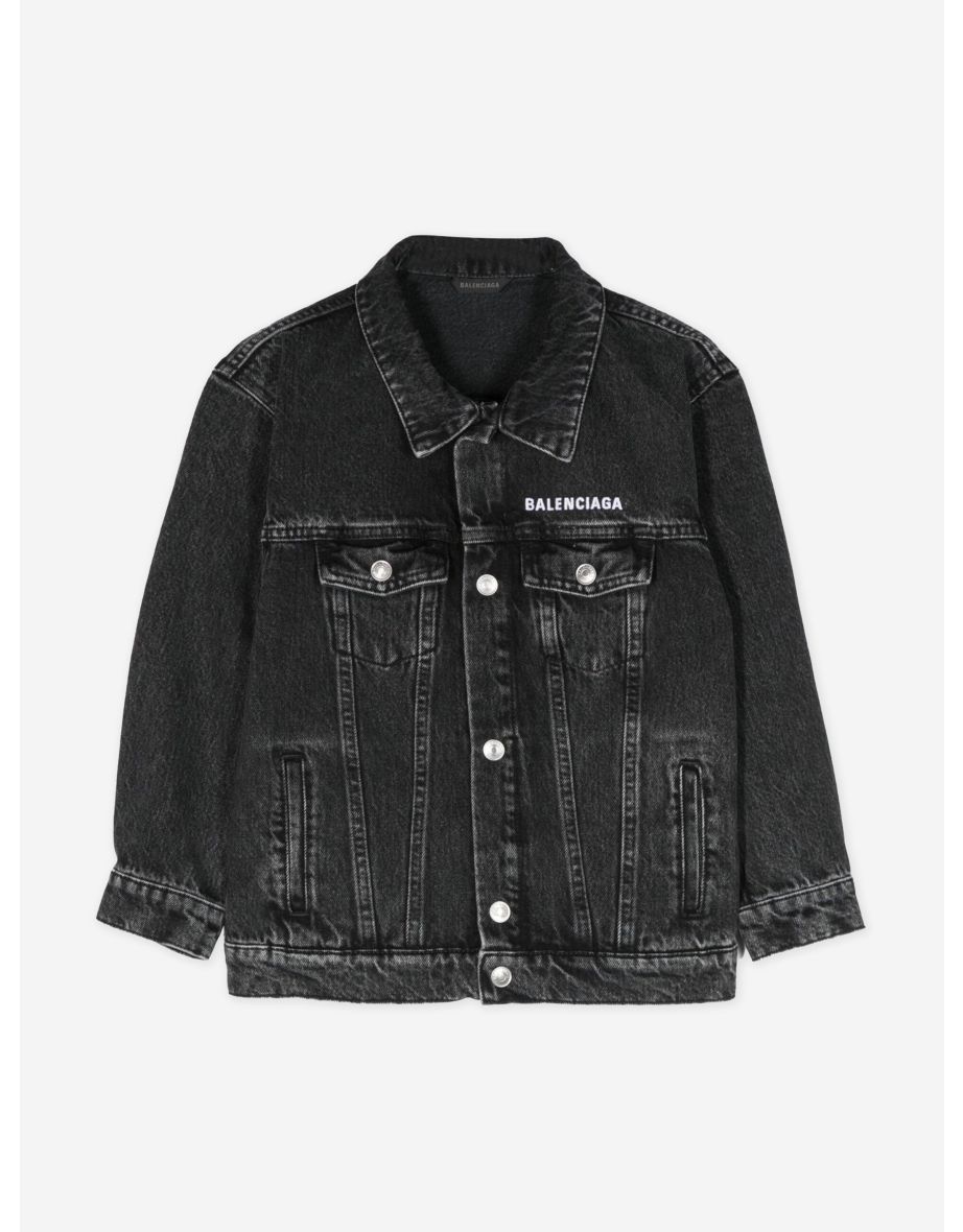 Shop Balenciaga Kids Denim Jacket in Black Online in Qatar VogaCloset