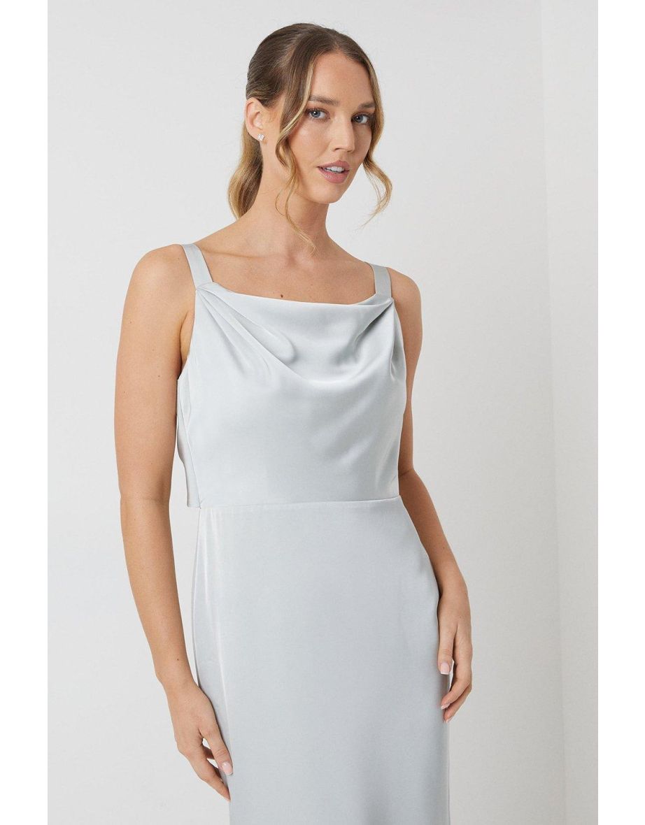 Wrap Back Cami Satin Bridesmaids Dress - 3