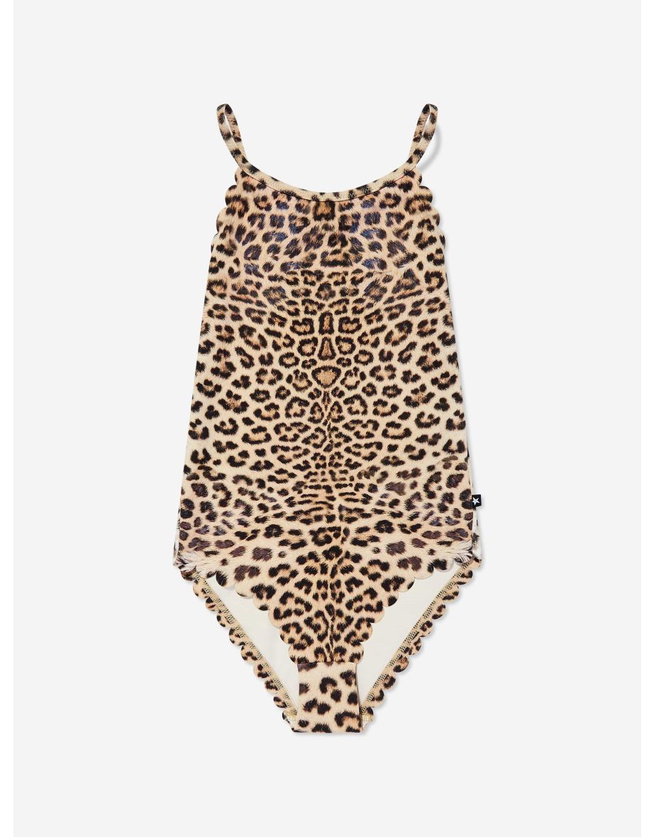 Girls Noelle Leopard Swimsuit in Brown (UPF50+)