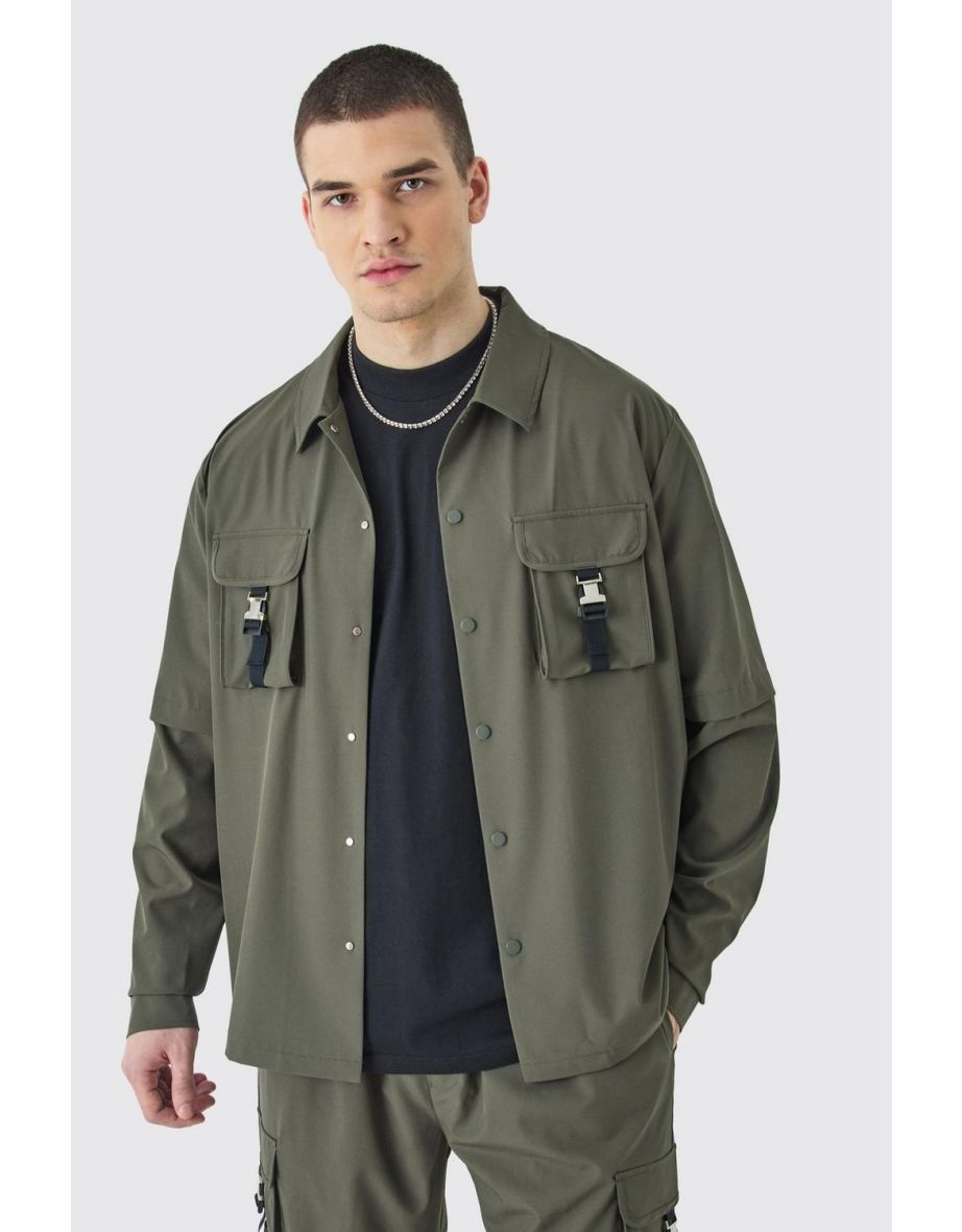 Shop Tall Technical Stretch Harrington Utility Jacket khaki Online in Qatar VogaCloset