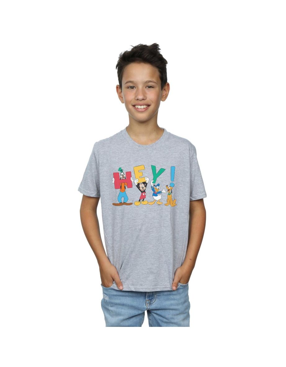 Disney Boys Mickey Mouse Friends Hey T-Shirt - Sports Grey