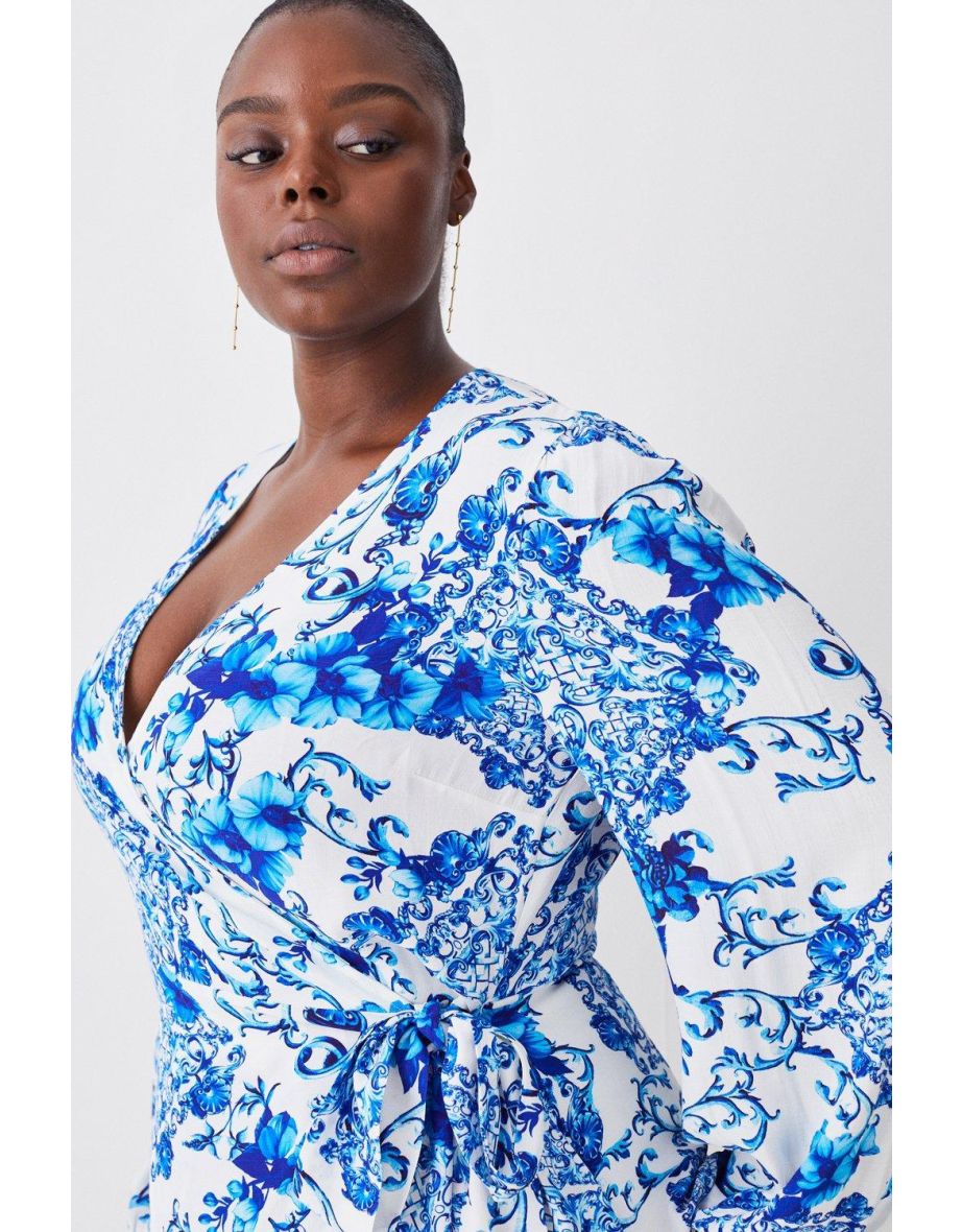 Plus Size Baroque Tile Wrap Top