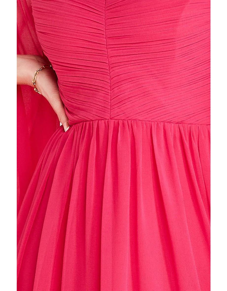 Goddiva Chiffon Off The Shoulder Maxi With Wings - Hot Pink - 3