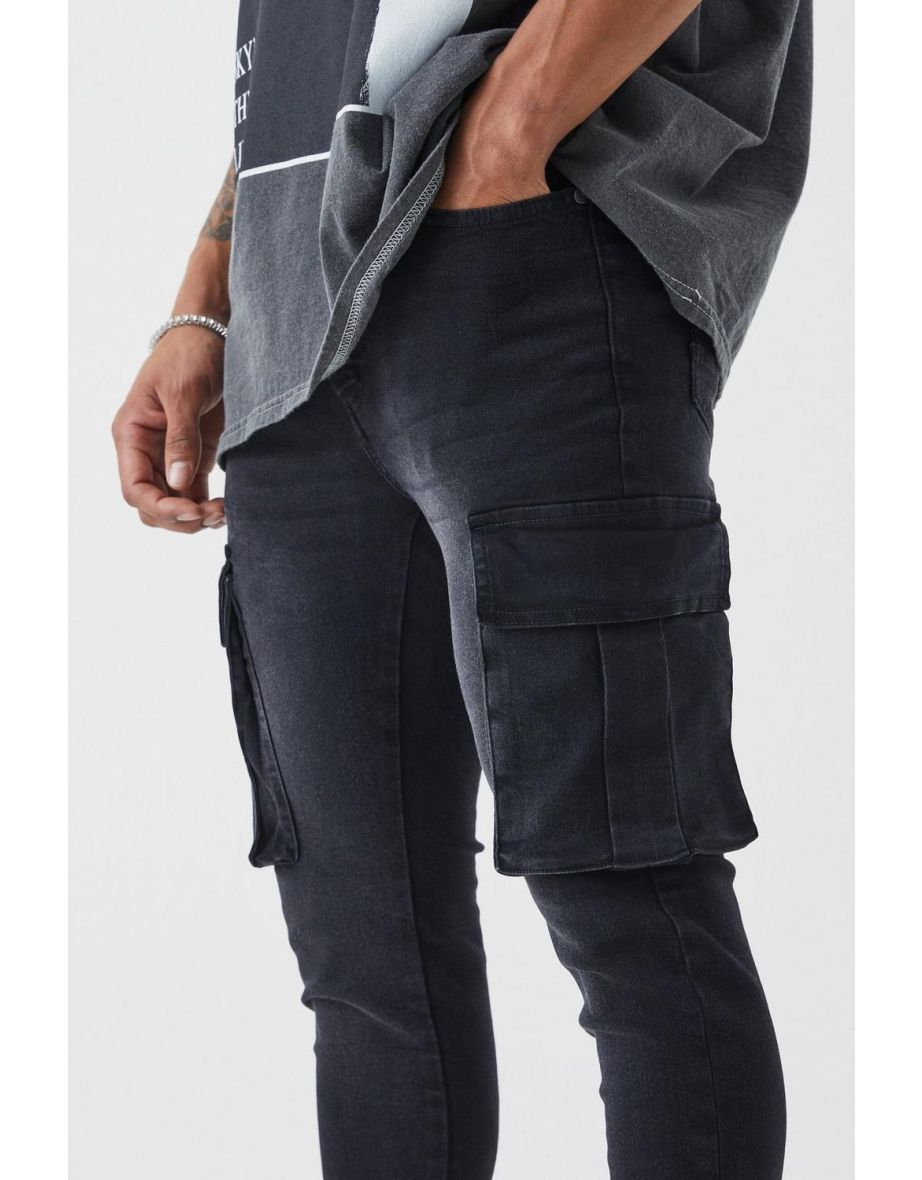 Super Skinny Cargo Jeans - washed black - 2