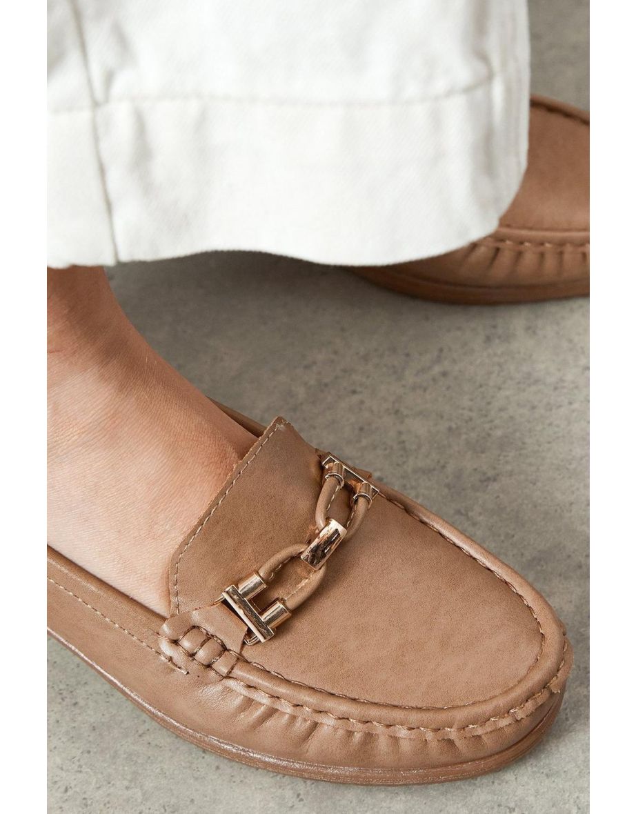 Good For The Sole: London Faux Leather Trim Detail Comfort Low Wedge Loafers - 3