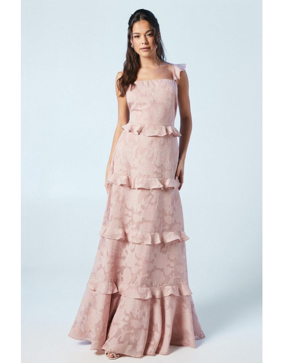 Rose Georgette V Neck Bridesmaids Dress
