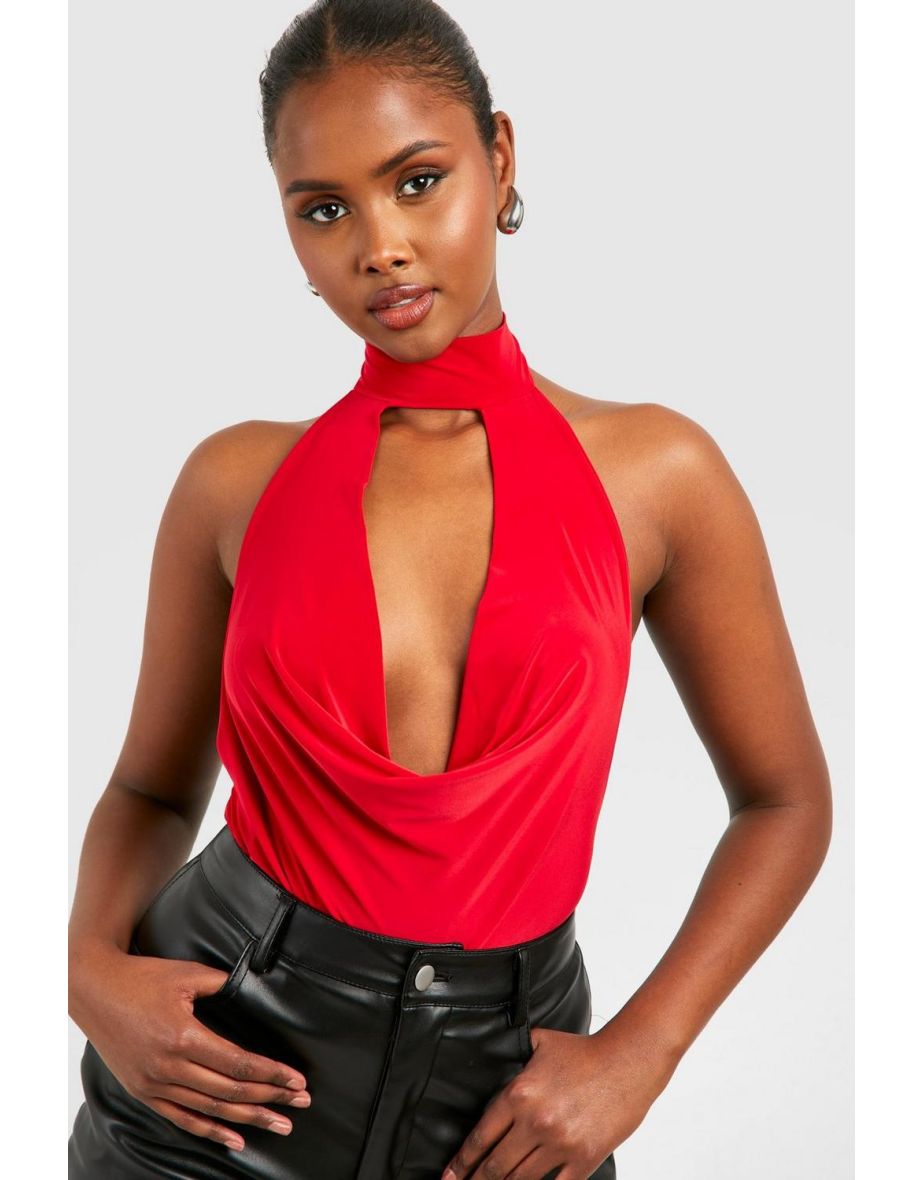 Slinky Halterneck Bodysuit - red