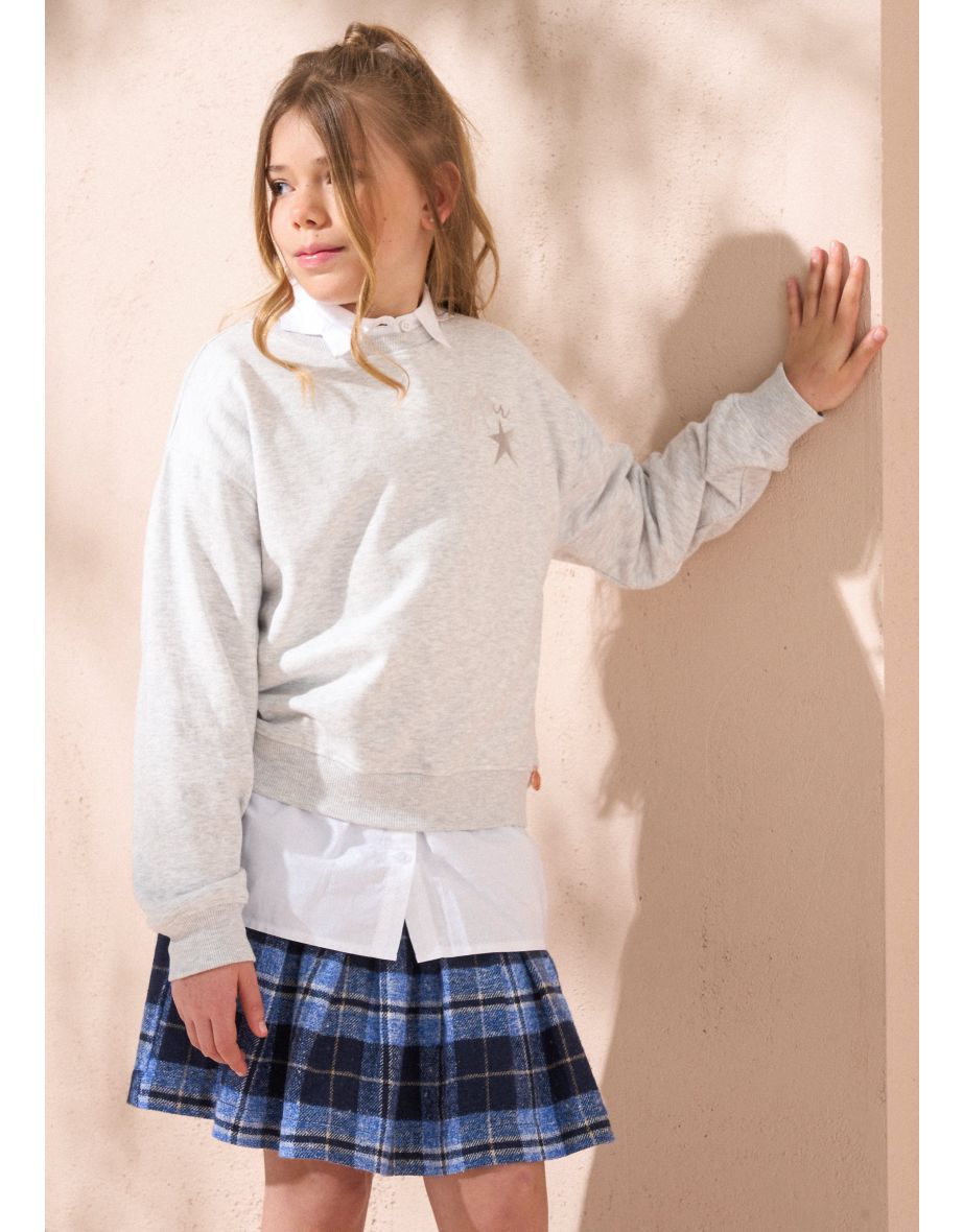 Emilie Grey Star Collar Sweat