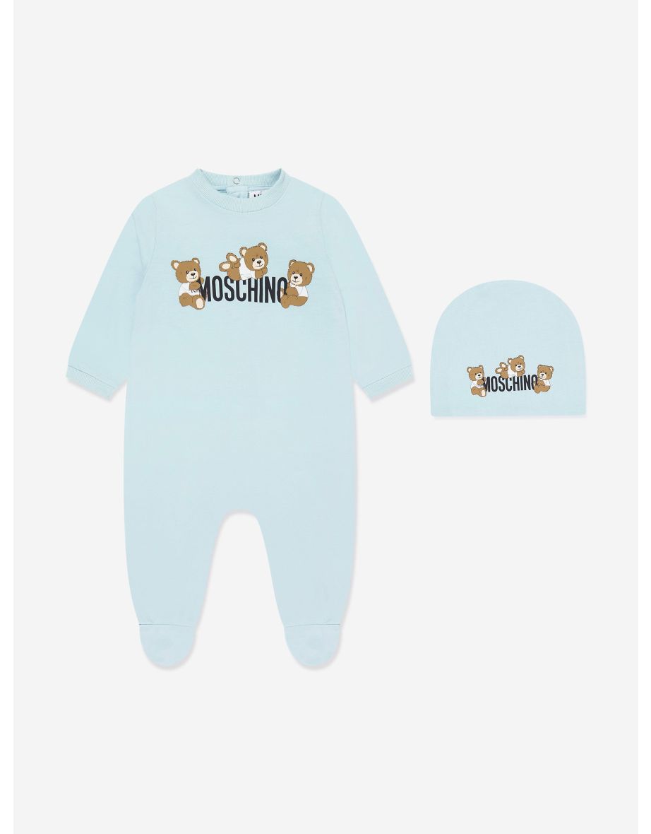 Baby Boys Teddy Bear Logo Babygrow Set in Blue