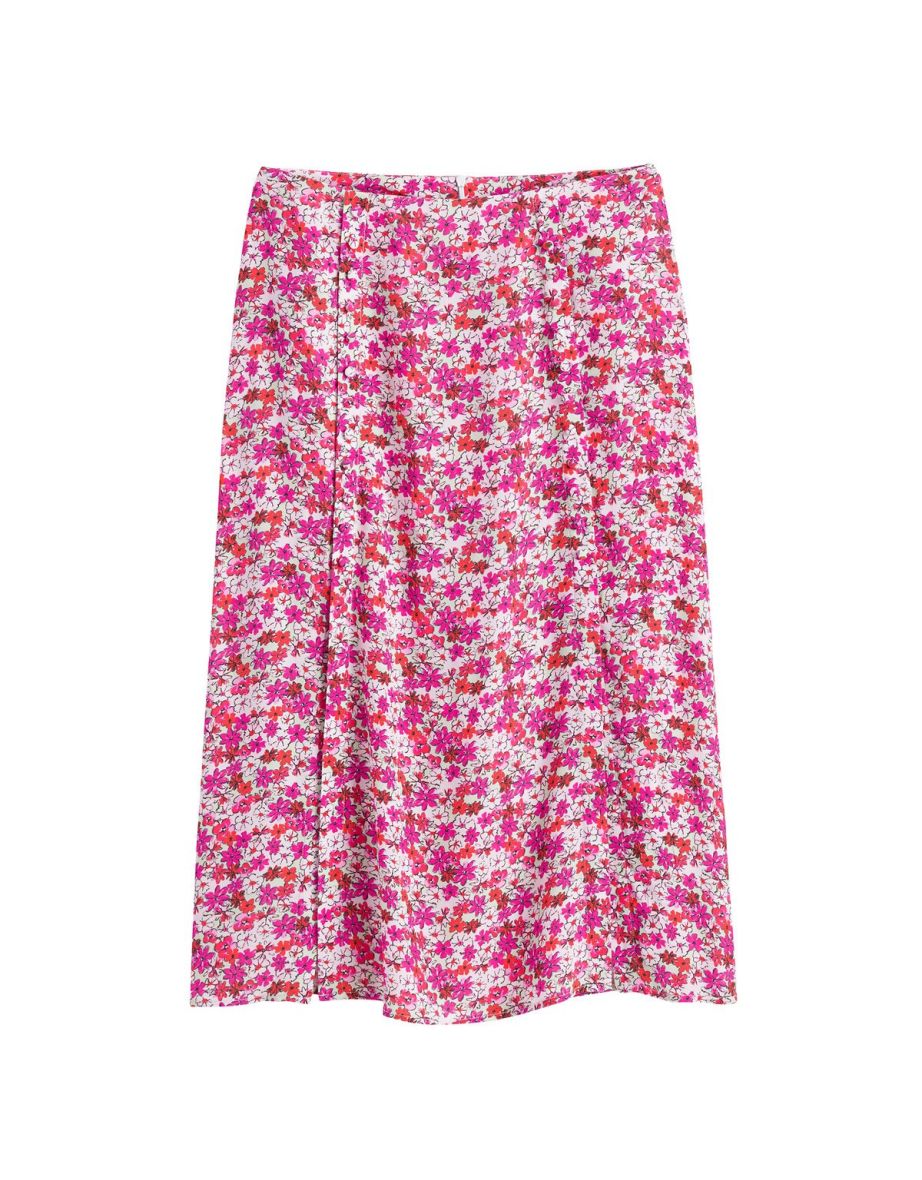 Floral Buttoned Midi Skirt - 4