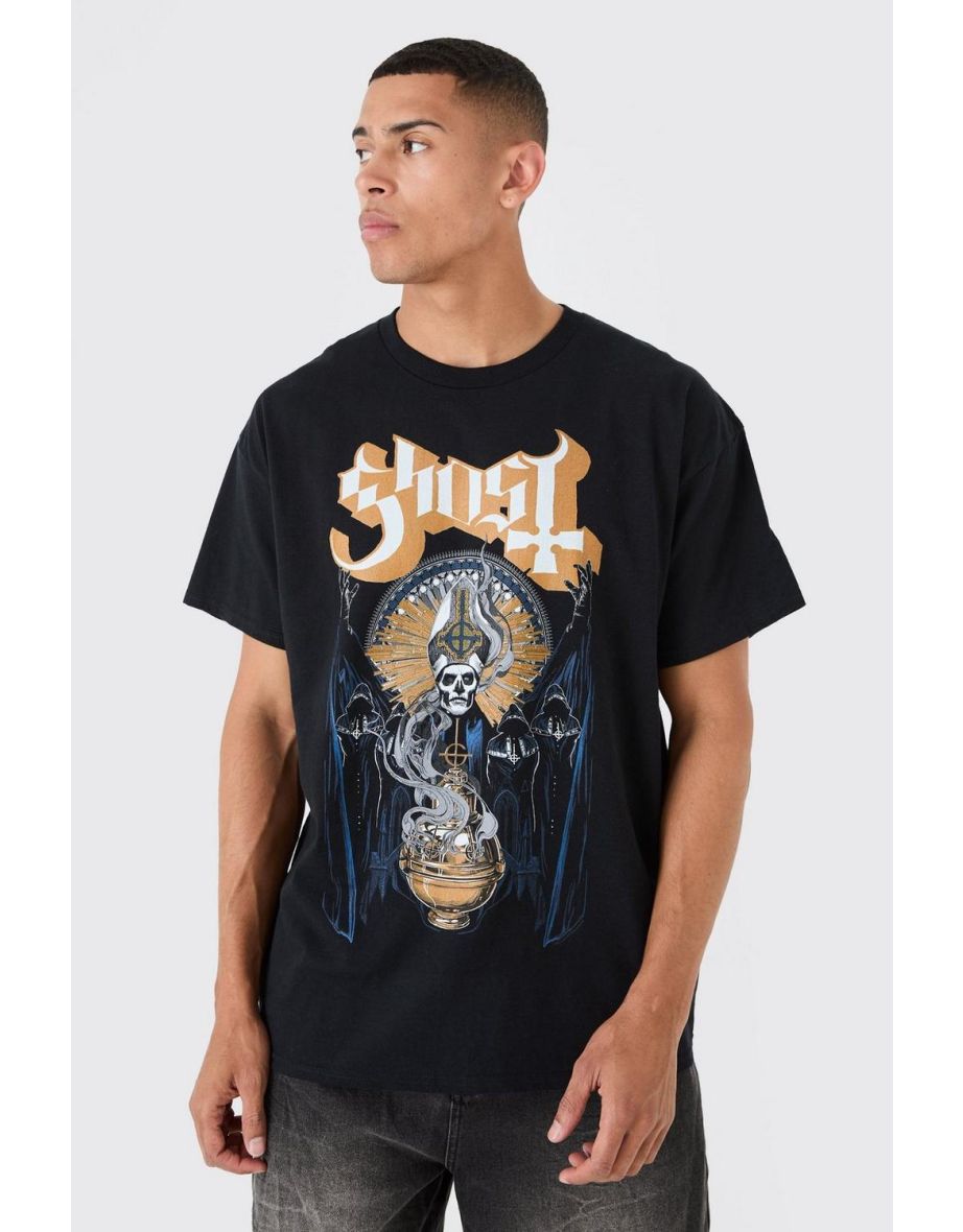 Loose Fit Ghost Band License T-shirt - black