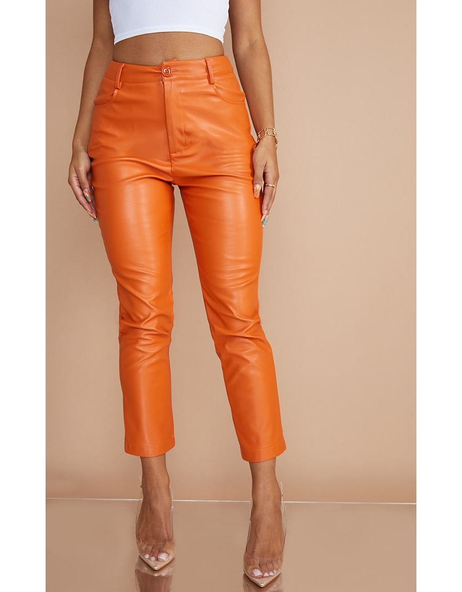 orange leather trousers