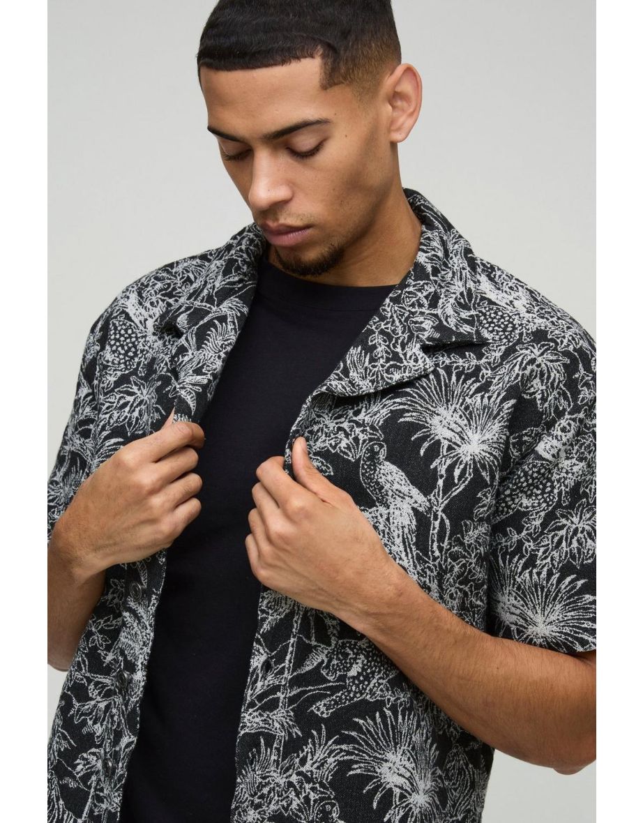 Oversized Revere Tapestry Shirt - black - 2