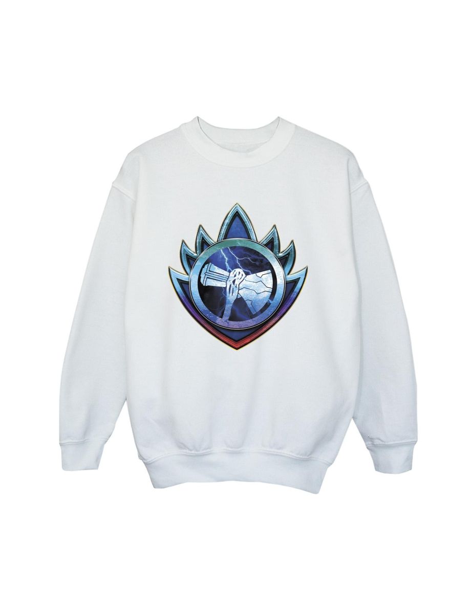 Marvel Boys Thor Love And Thunder Stormbreaker Crest Sweatshirt - White - 1