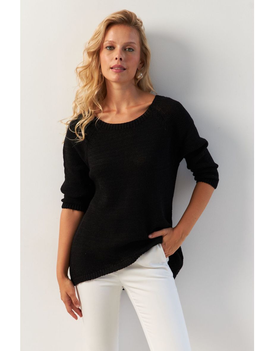 Women's Black Back Drop Knit Blouse