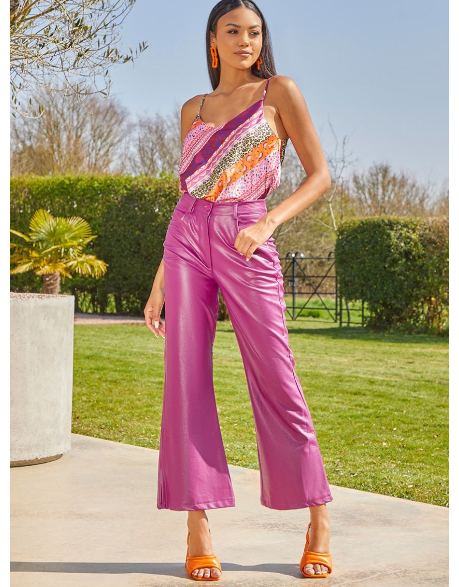 Abstract Stripe Print Cami Top in Purple - 4