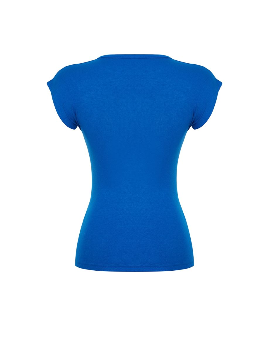Saks Premium Viscose/Soft Fabric Body Fit Moon Sleeve Knitted Blouse - 7