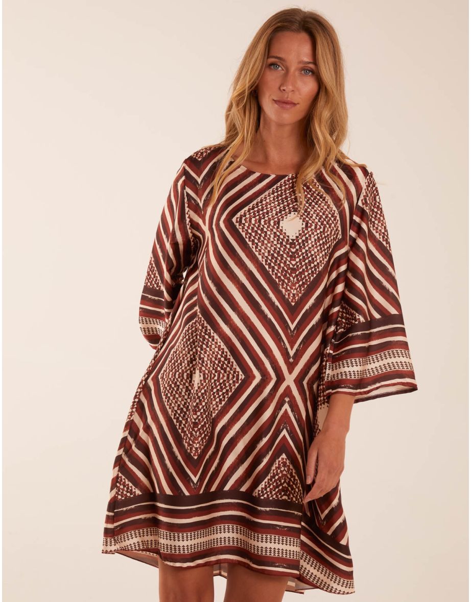 Aztec Border Straight Line Midi Dress