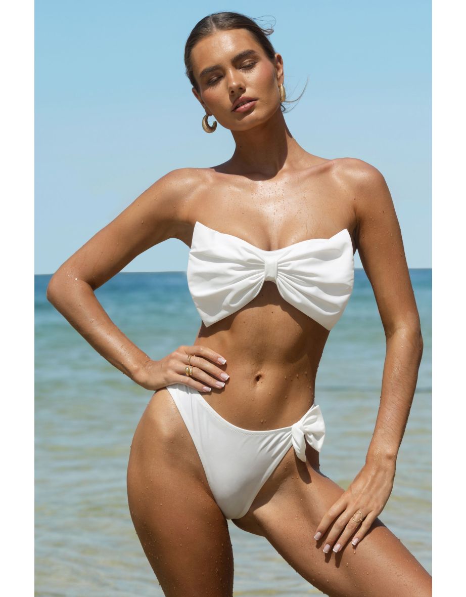 Rosso | White Bow Bikini Bottoms