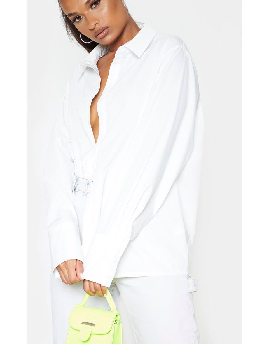 White Oversized Cuff Shirt - 4