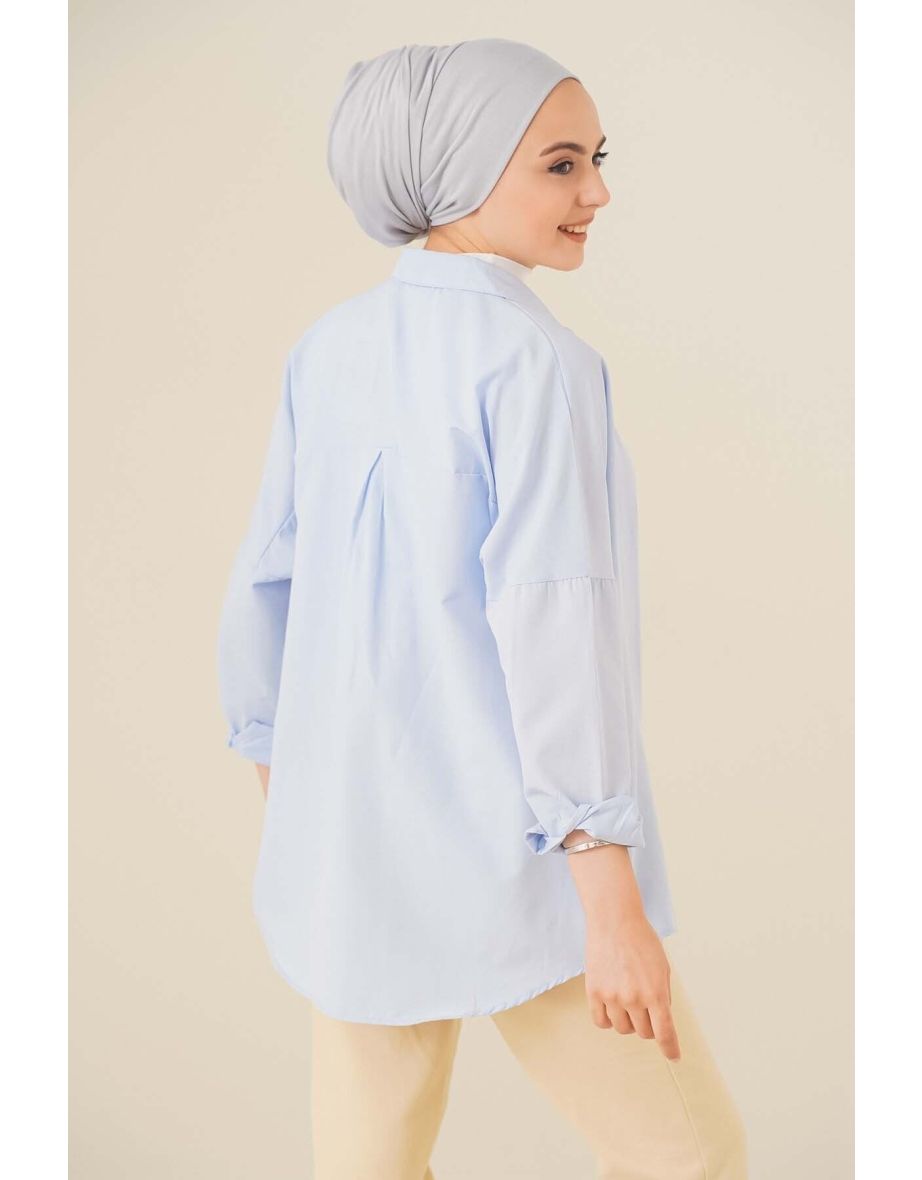 Oversize Basic Shirt - Light Blue - 2