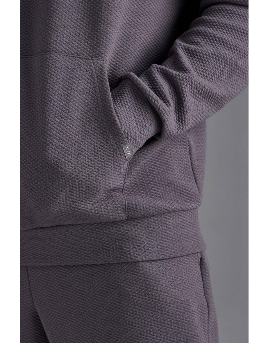 Mini Diamond Quilted Hoodie - dark grey - 1