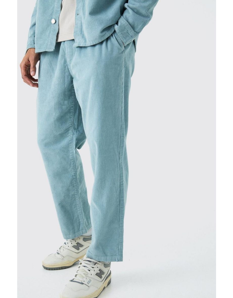 Elastic Waist Skate Cord Trouser In Slate - slate