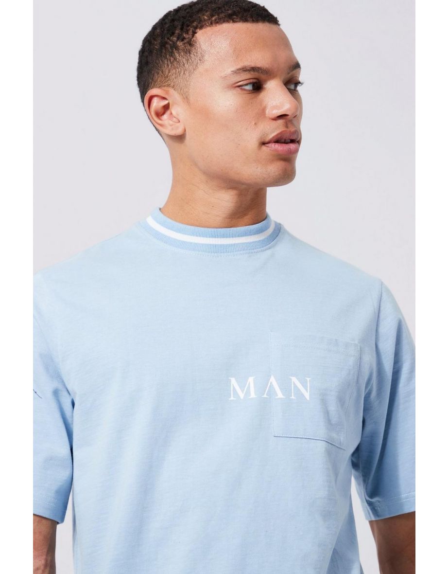 Tall Man Pocket T-shirt With Sports Rib - light blue - 2