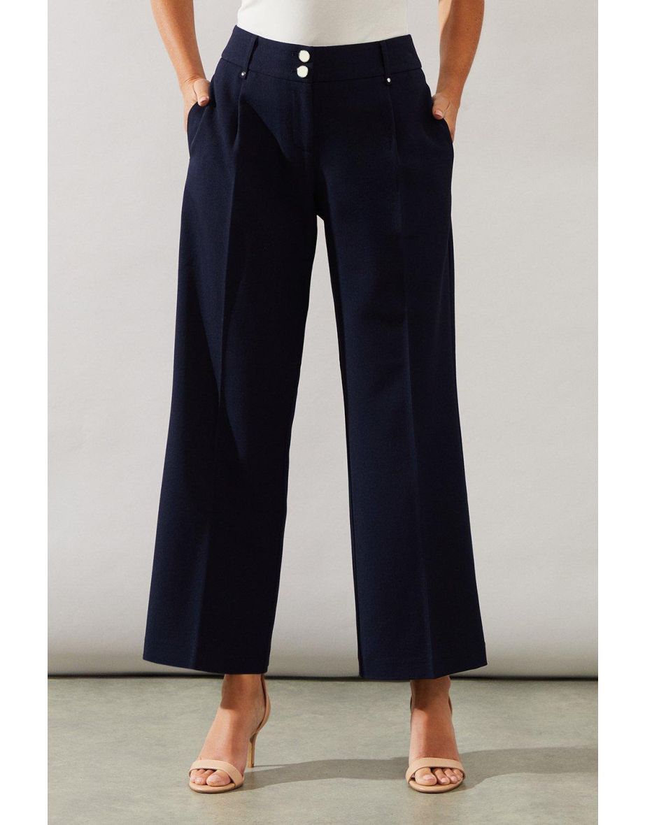 Petite Black Smart Wide Leg Trousers