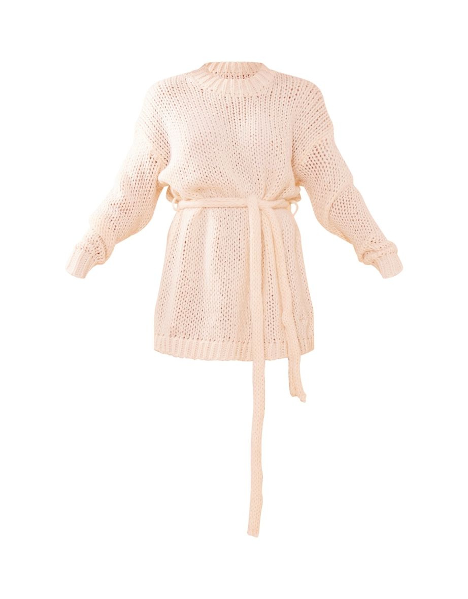 Cream Extreme Chunky Knitted Jumper Dress - 4