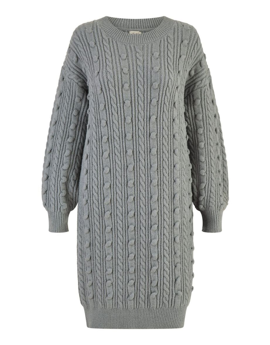Yumi Grey Cable Knit Tunic Dress - 6