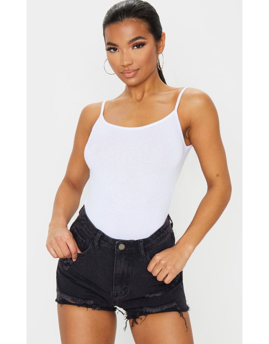 PRETTYLITTLETHING Washed Black Denim Distressed Shorts