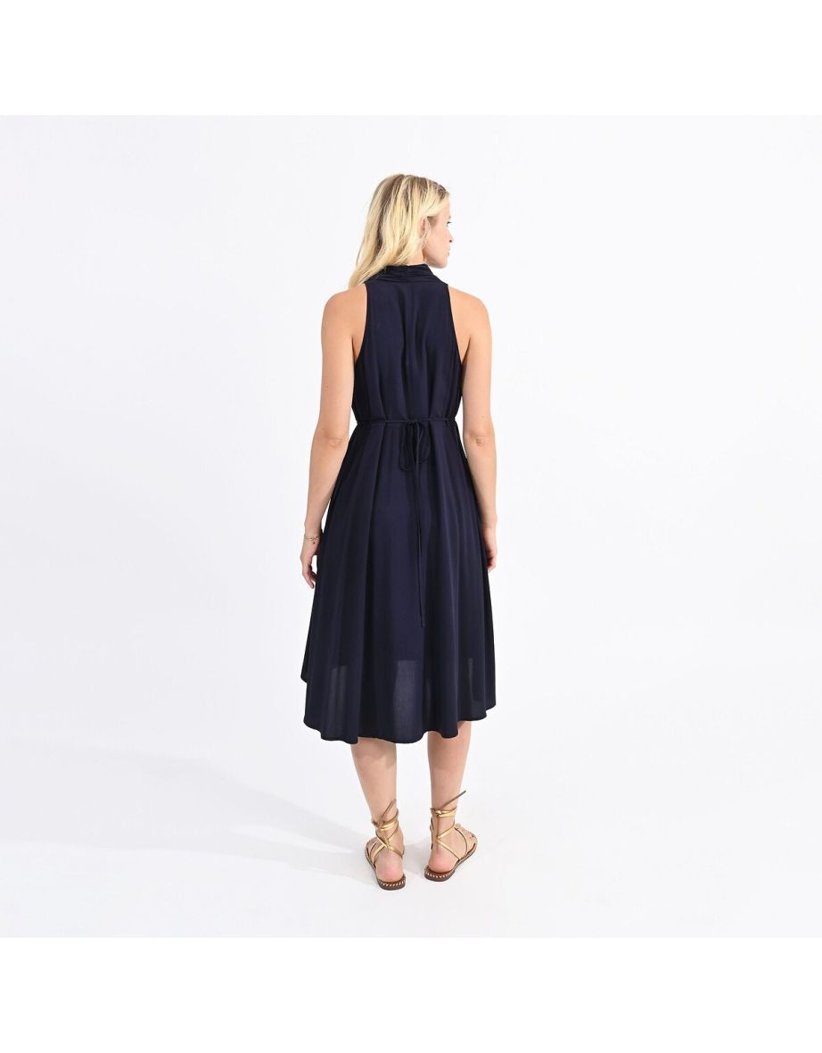 Sleeveless Knee-Length Dress with V-Neck - 3