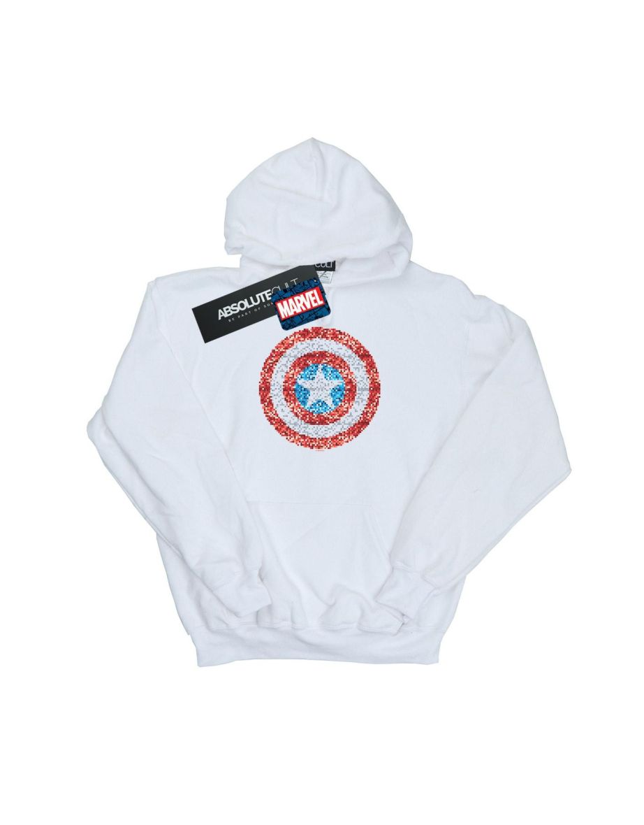 Marvel Womens/Ladies Captain America Pixelated Shield Hoodie - White - 1