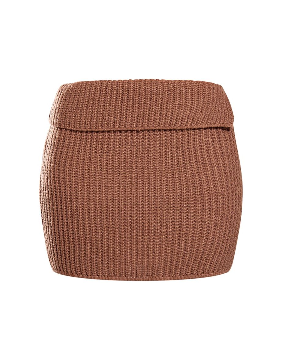 Brown Bodycon Mini Skirt - 5