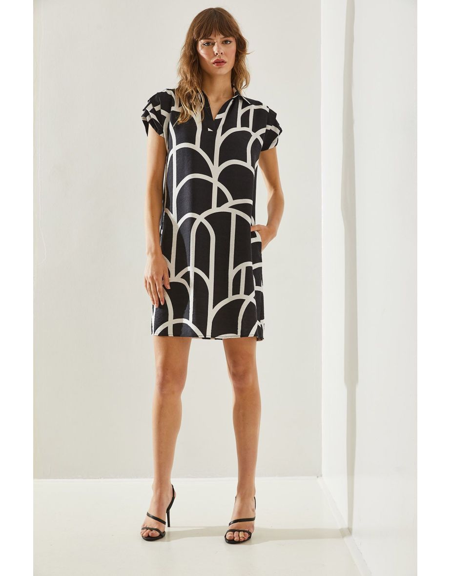 Women's Polo Collar Patterned Summer Dress Dress
