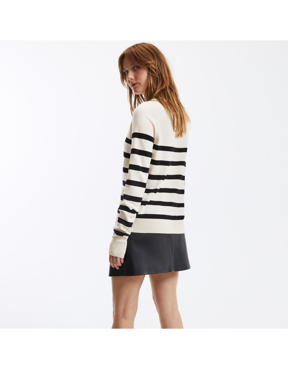 Striped Basic Jumper/Sweater with Crew Neck - 4