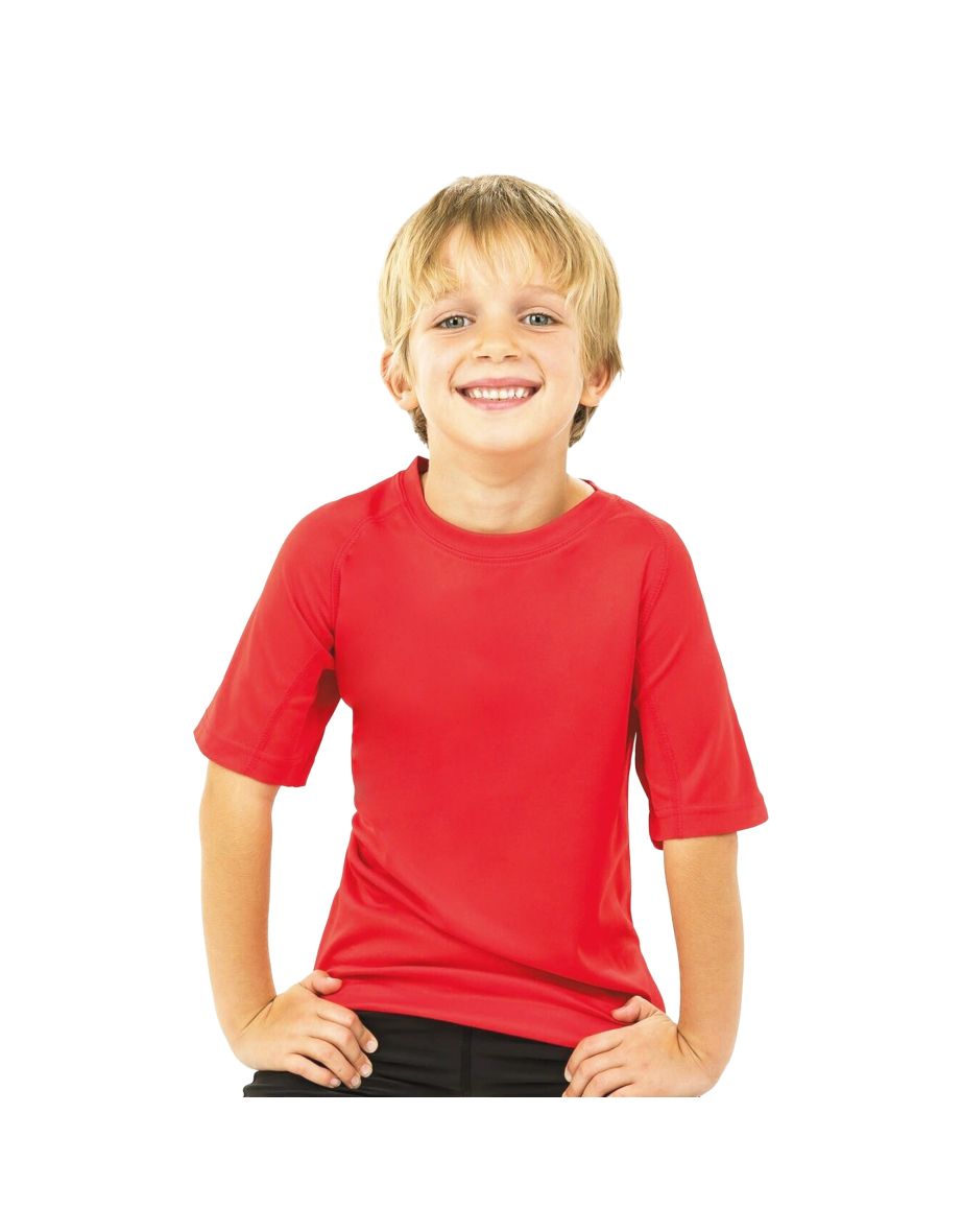 Spiro Childrens Boys Performance Aircool T-Shirt - Red - 2