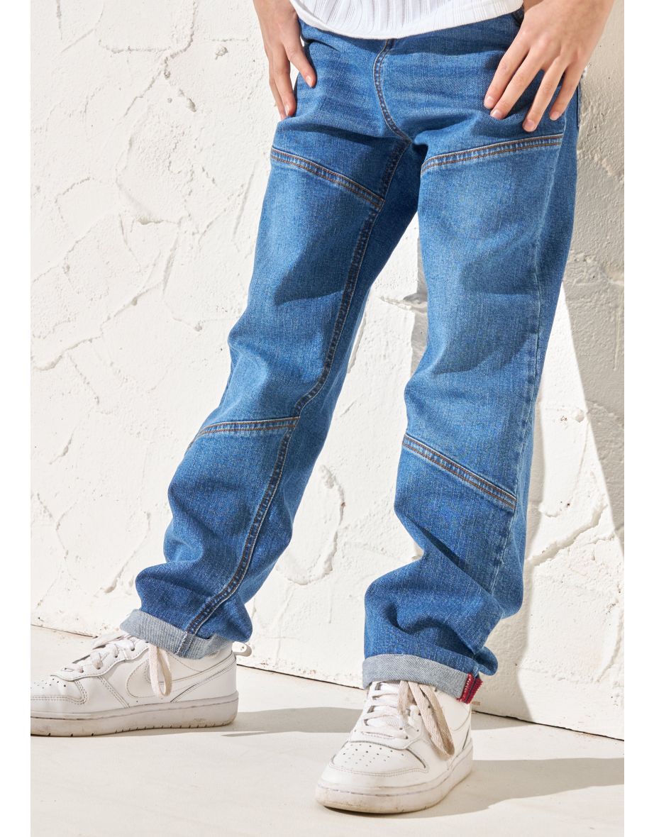 Roman Washed Denim Biker Jean